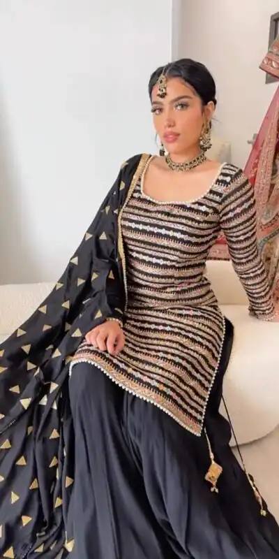 RTC 5713 Black Color Chinon Silk Thread Sequence Work Salwar Suit Wedding, Party, Festive, Events Etc.   Expected Delivery 4-6 Working Days @2099/- | Salwar suit, Designer Suits, Casual Suits, Creative suits, Palazzo Suits, Patiala Suits, Straight Suits
