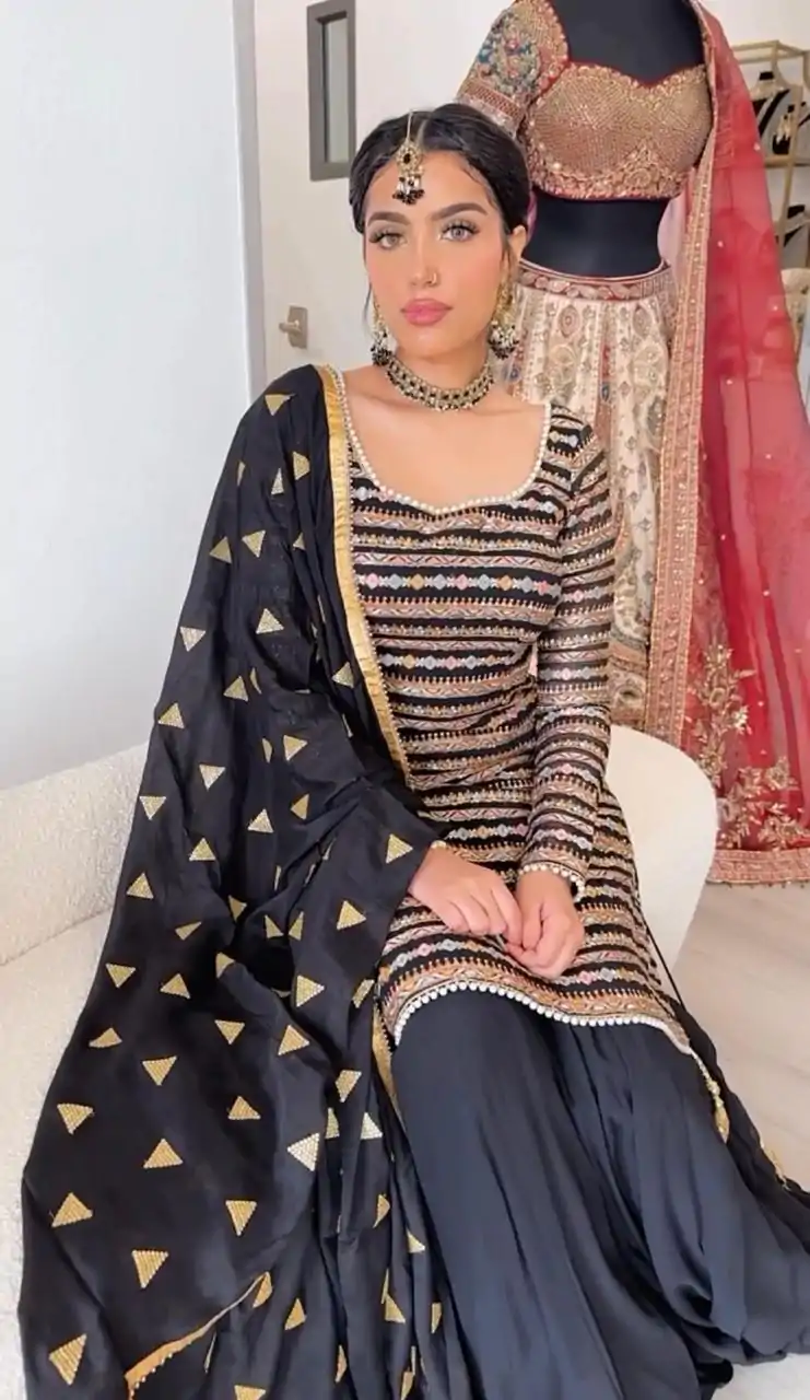 RTC 5713 Black Color Chinon Silk Thread Sequence Work Salwar Suit Wedding, Party, Festive, Events Etc.   Expected Delivery 4-6 Working Days @2099/- | Salwar suit, Designer Suits, Casual Suits, Creative suits, Palazzo Suits, Patiala Suits, Straight Suits
