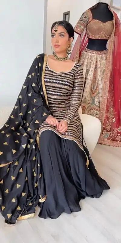 RTC 5713 Black Color Chinon Silk Thread Sequence Work Salwar Suit Wedding, Party, Festive, Events Etc.   Expected Delivery 4-6 Working Days @2099/- | Salwar suit, Designer Suits, Casual Suits, Creative suits, Palazzo Suits, Patiala Suits, Straight Suits