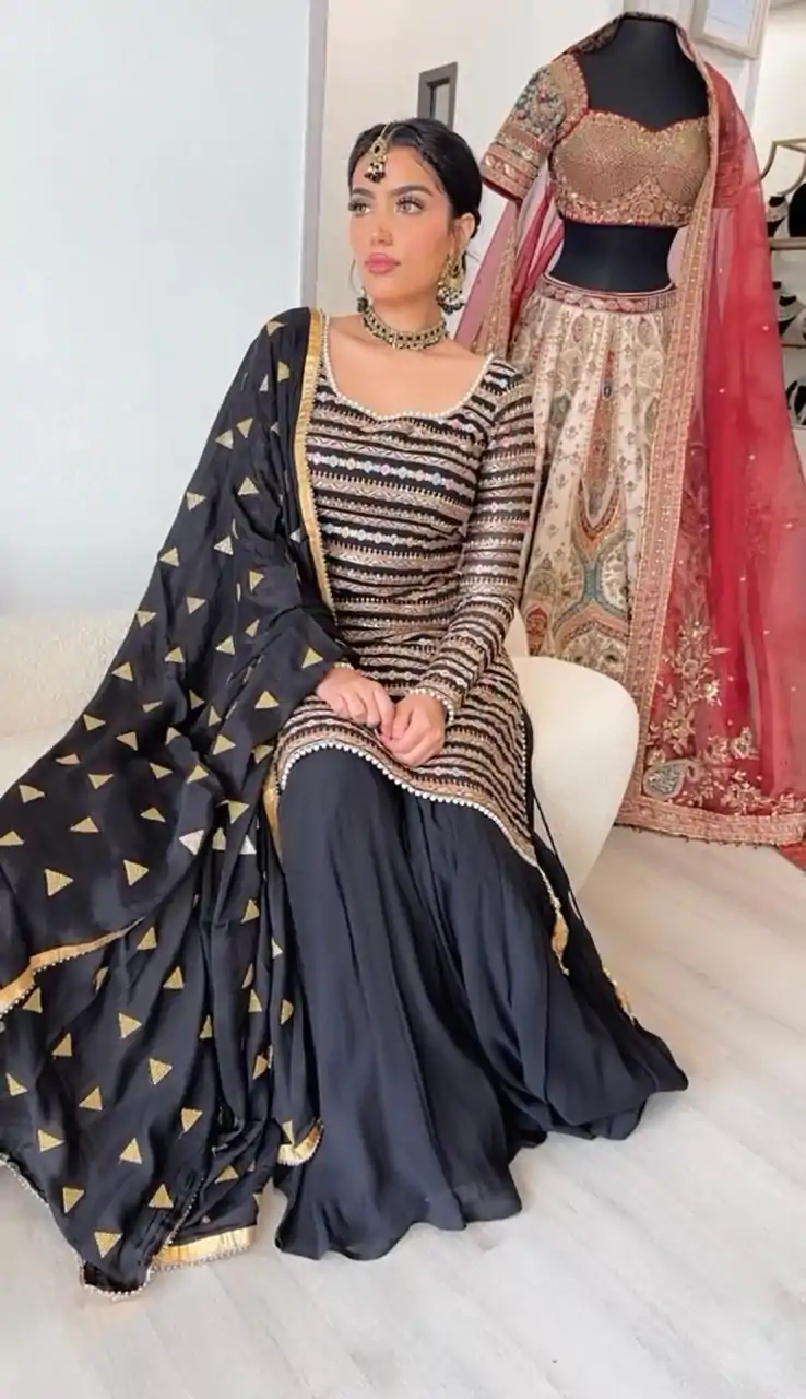 RTC 5713 Black Color Chinon Silk Thread Sequence Work Salwar Suit Wedding, Party, Festive, Events Etc.   Expected Delivery 4-6 Working Days @2099/- | Salwar suit, Designer Suits, Casual Suits, Creative suits, Palazzo Suits, Patiala Suits, Straight Suits