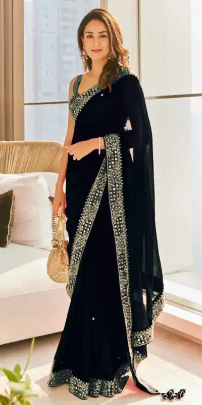 DS BT 381 Black Color Georgette Dori Thread Sequence Work Saree Wedding, Party, Festive, Events Expected Delivery 4-6 Working Days @ 1699/- | Sarees, Bollywood Sarees, Creative Sarees, Designer Sarees, Embroidered Sarees, Ethnic Saree, Modern Digital sarees, Party Wear Sarees