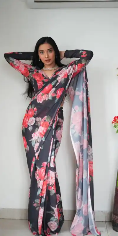 SC 263 Black Color Pure Soft Georgette Silk Design All Over Saree , Party Wear, Events, Festivals Expected Delivery 4-6 Working Days 1599/- | Sarees, Bollywood Sarees, Creative Sarees, Designer Sarees, Embroidered Sarees, Ethnic Saree, Modern Digital sarees, Party Wear Sarees