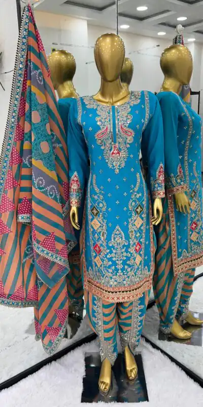 SR 1619 Blue Color Heavy Chinnon Embroidery Sequence Sharara Suit Wedding, Party, Festive, Events Etc. Expected Delivery 4-6 Working Days @2449 | Salwar suit, Designer Suits, Casual Suits, Creative suits, Palazzo Suits, Party Wear Suits, Straight Suits