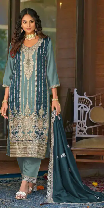 FC MARIA 1083 Blue Color Vichitra Embroidery Codding Sequence Salwar Suit Wedding, Party, Festive events, etc. Expected Delivery 4-6 Working Days @2099/- | Jump Suits, Salwar suit, Designer Suits, Casual Suits, Creative suits, Palazzo Suits, Party Wear Suits, Patiala Suits, Straight Suits