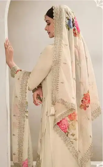 DS 67834 Cream color Viscose Chinon Embroidered Sequence Salwar Suit Casual, Wedding, Party, Festive, Events . Expected Delivery  4-6 Working Days @2849/- | Salwar suit, Designer Suits, Casual Suits, Creative suits, Palazzo Suits, Party Wear Suits, Patiala Suits, Straight Suits