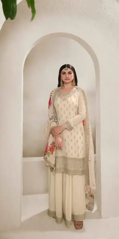 DS 67834 Cream color Viscose Chinon Embroidered Sequence Salwar Suit Casual, Wedding, Party, Festive, Events . Expected Delivery  4-6 Working Days @2849/- | Salwar suit, Designer Suits, Casual Suits, Creative suits, Palazzo Suits, Party Wear Suits, Patiala Suits, Straight Suits