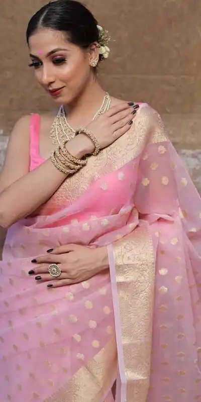 MS 440 Light Pink Color Organza Jacquard Butti Worked Saree Casual, Party Wear, Wedding, Events, Etc. Expected Delivery 4-6 Working Days 1449/- | Sarees, Bollywood Sarees, Creative Sarees, Designer Sarees, Embroidered Sarees, Ethnic Saree, Modern Digital sarees, Party Wear Sarees
