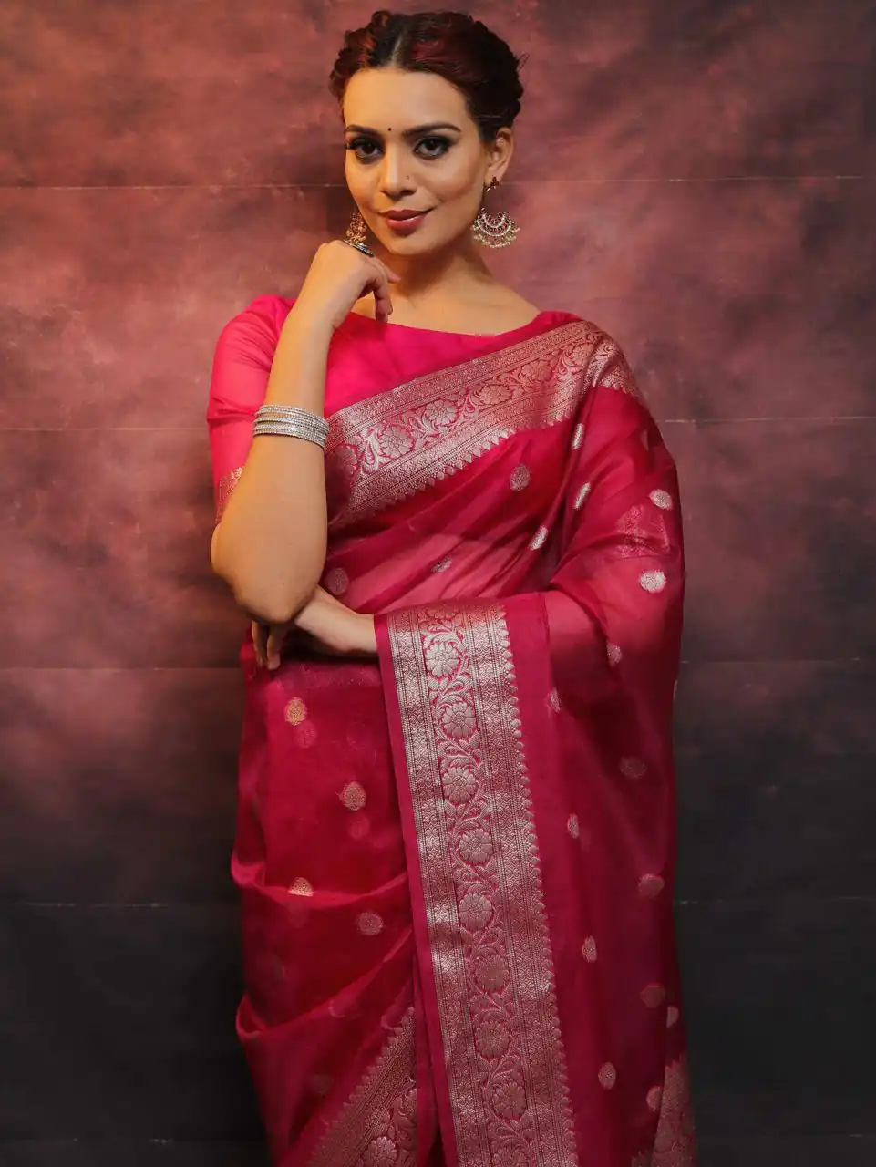 MS 440 Rose Pink Color Organza Jacquard Butti Worked Saree Casual, Party Wear, Wedding, Events, Etc. Expected Delivery 4-6 Working Days 1449/- | Sarees, Bollywood Sarees, Creative Sarees, Designer Sarees, Embroidered Sarees, Ethnic Saree, Modern Digital sarees, Party Wear Sarees