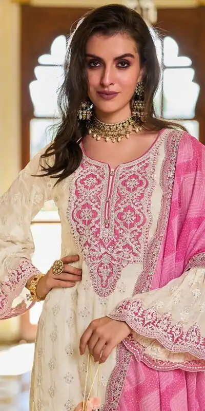 KF 1637 White Georgette Chine Sequins Work Salwar Suit Wedding, Party, Festive, Events Etc.  Expected Delivery 4-6 Working Days @2099/-Only | Salwar suit, Designer Suits, Casual Suits, Creative suits, Palazzo Suits, Party Wear Suits, Straight Suits