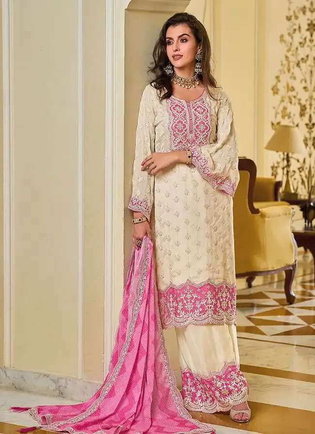 KF 1637 White Georgette Chine Sequins Work Salwar Suit Wedding, Party, Festive, Events Etc.  Expected Delivery 4-6 Working Days @2099/-Only | Salwar suit, Designer Suits, Casual Suits, Creative suits, Palazzo Suits, Party Wear Suits, Straight Suits