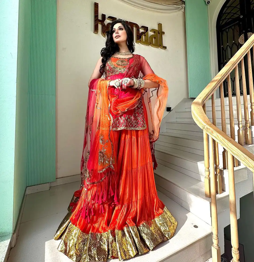 RTC 5697 Orange Color Foix Georgette Thread Sequence Lehenga Choli Wedding, Party, Festive, Events Etc.   Expected Delivery 4-6 Working Days @2099/- | Lehenga, Bollywood Lehenga, Creative Lehenga, Designer Lehenga, Embroidered Lehenga, Party Wear Lehenga