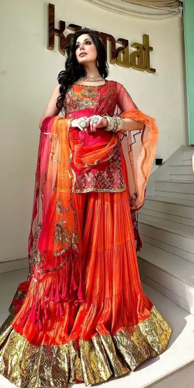 RTC 5697 Orange Color Foix Georgette Thread Sequence Lehenga Choli Wedding, Party, Festive, Events Etc.   Expected Delivery 4-6 Working Days @2099/- | Lehenga, Bollywood Lehenga, Creative Lehenga, Designer Lehenga, Embroidered Lehenga, Party Wear Lehenga