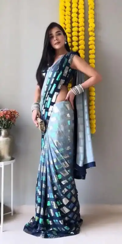 KD 360 Blue Color Faux Georgette Sequence Work Saree Casual, Party Wear, Wedding, Events Etc. Expected Delivery 4-6 Working Days @1599/- | Sarees, Bollywood Sarees, Creative Sarees, Designer Sarees, Embroidered Sarees, Ethnic Saree, Modern Digital sarees, Party Wear Sarees