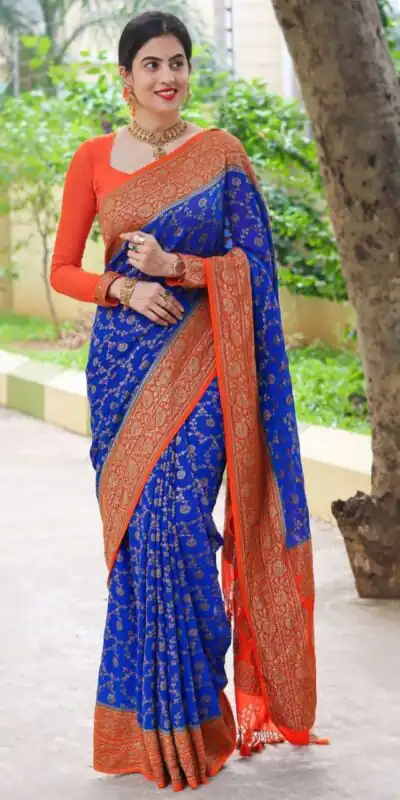 ES 8153 Blue Color Soft Lichi Silk Beautiful Design Work Saree Casual, Wedding, Party, Festive, Events Etc. Expected Delivery 4-6 Working Days @1499/- | Sarees, Bollywood Sarees, Creative Sarees, Designer Sarees, Embroidered Sarees, Ethnic Saree, Modern Digital sarees, Party Wear Sarees