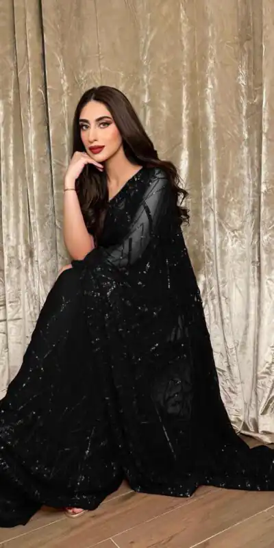 JR 615 Black Color Georgette Embroidery Sequence Piping Saree Casual, Wedding, Festive, Events Expected Delivery 4-6 Working Days @1799/- | Sarees, Bollywood Sarees, Creative Sarees, Designer Sarees, Embroidered Sarees, Ethnic Saree, Modern Digital sarees, Party Wear Sarees