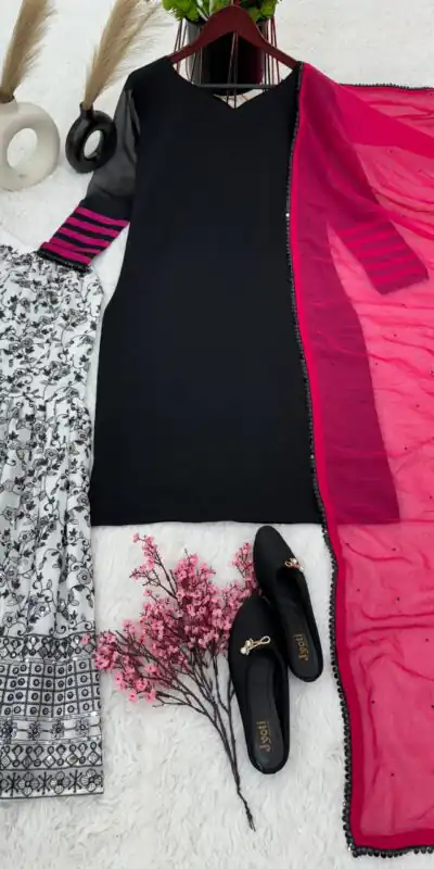ZSR 3068 Black Color Georgette Embroidery Sequence Salwar Suit Casual, Wedding, Festive, Events Expected Delivery 4-6 Working Days @2099/- | Jump Suits, Salwar suit, Designer Suits, Casual Suits, Creative suits, Palazzo Suits, Party Wear Suits, Patiala Suits, Straight Suits