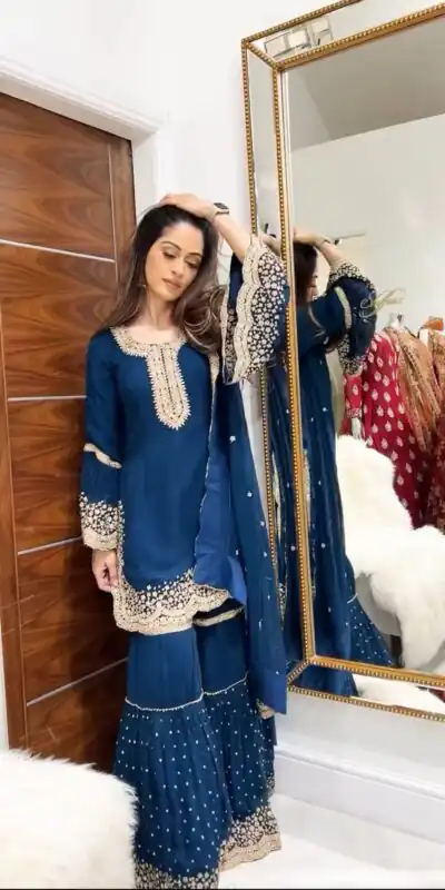 NSR 797 Blue Color Faux Georgette Embroidery Work Salwar Suit Casual, Party Festive, Events Etc. Expected Delivery 4-6 Working Days @2099/ | Jump Suits, Salwar suit, Designer Suits, Casual Suits, Creative suits, Palazzo Suits, Party Wear Suits, Patiala Suits, Straight Suits