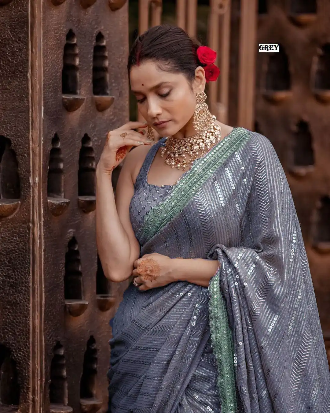 DF 3268 Grey Color Georgette Beautiful Embroidery Saree Casual, Party Wear, Wedding, Events Etc Delivery Expected.4-6 Working Days 1749/ | Sarees, Bollywood Sarees, Creative Sarees, Designer Sarees, Embroidered Sarees, Ethnic Saree, Modern Digital sarees, Party Wear Sarees