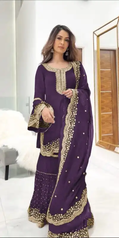 NSR 797 Purple Color Faux Georgette Embroidery Work Salwar Suit Casual, Party Festive, Events Etc. Expected Delivery 4-6 Working Days @2099/ | Jump Suits, Salwar suit, Designer Suits, Casual Suits, Creative suits, Palazzo Suits, Party Wear Suits, Patiala Suits, Straight Suits