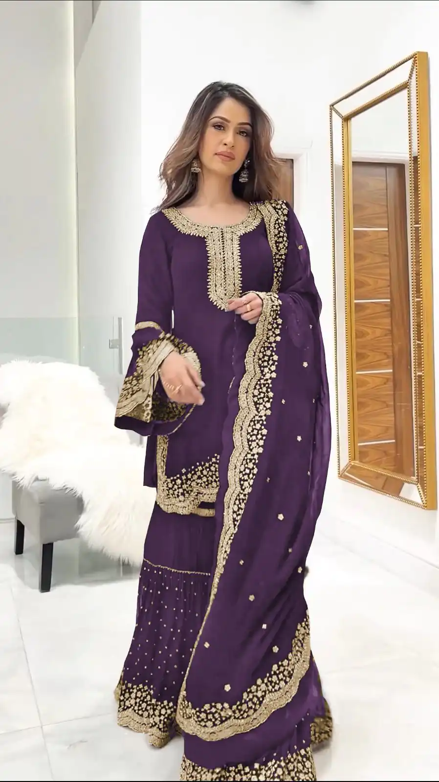 NSR 797 Purple Color Faux Georgette Embroidery Work Salwar Suit Casual, Party Festive, Events Etc. Expected Delivery 4-6 Working Days @2099/ | Jump Suits, Salwar suit, Designer Suits, Casual Suits, Creative suits, Palazzo Suits, Party Wear Suits, Patiala Suits, Straight Suits