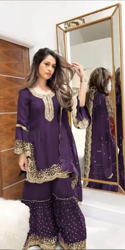 NSR 797 Purple Color Faux Georgette Embroidery Work Salwar Suit Casual, Party Festive, Events Etc. Expected Delivery 4-6 Working Days @2099/ | Jump Suits, Salwar suit, Designer Suits, Casual Suits, Creative suits, Palazzo Suits, Party Wear Suits, Patiala Suits, Straight Suits