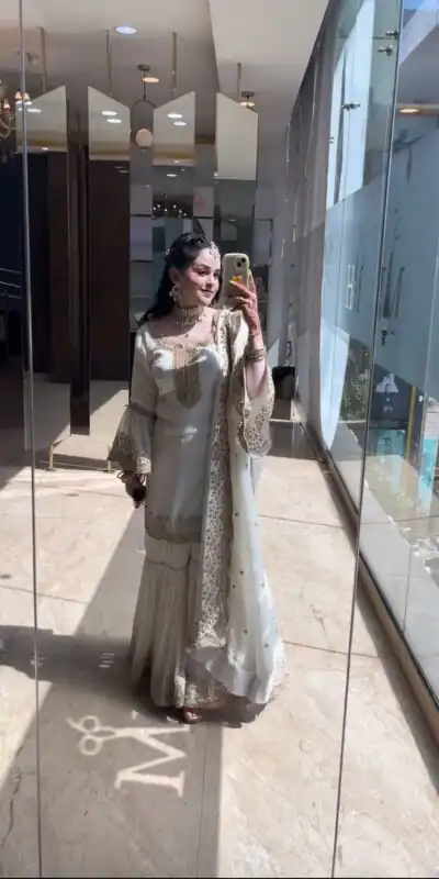 NSR 797 White Color Faux Georgette Embroidery Work Salwar Suit Casual, Party Festive, Events Etc. Expected Delivery 4-6 Working Days @2099/ | Jump Suits, Salwar suit, Designer Suits, Casual Suits, Creative suits, Palazzo Suits, Party Wear Suits, Patiala Suits, Straight Suits