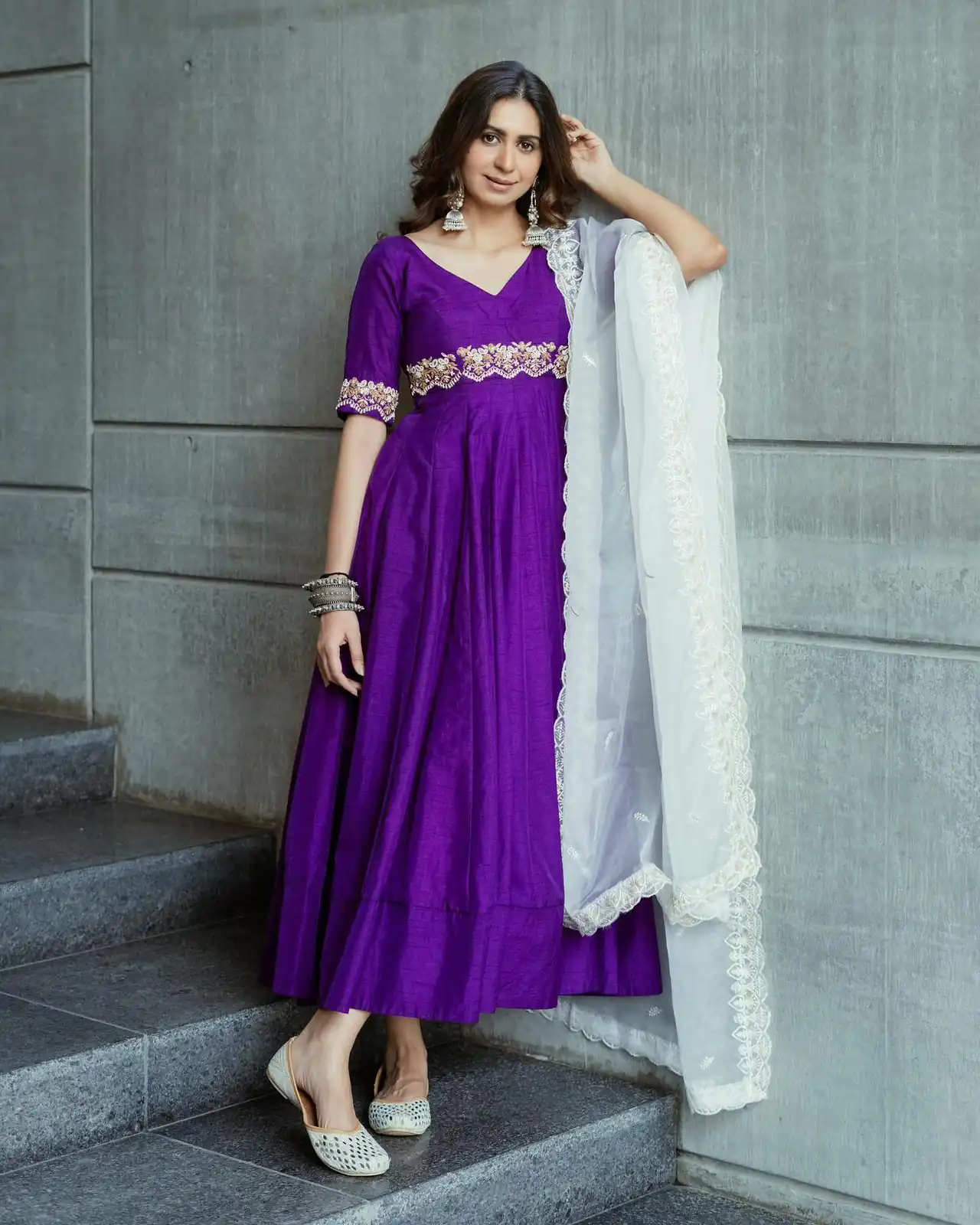 RTC 5595 Violet Phantom silk Thread Work Anarkali Suit Casual, Wedding, Party, Festive, Events. Expected Delivery 4-6 Working Days @1899/- | Anarkali Suits, Bollywood Anarkali, Creative-Anarkali, Designer Anarkali, Embroidered Anarkali, Party Wear Anarkali
