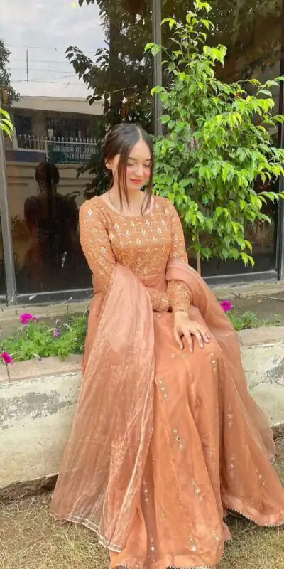 RTC 5712 Peach Color Georgette Thread Sequence Anarkali Suit Wedding, Party, Festive, Events Etc. Expected Delivery 4-6 Working Days @2199/- | Anarkali Suits, Bollywood Anarkali, Creative-Anarkali, Designer Anarkali, Embroidered Anarkali, Party Wear Anarkali