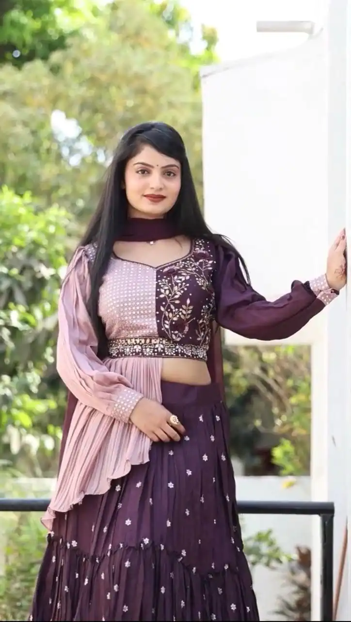 PC 233 Purple Color Heavy Chinon Embroidery Lehenga Choli Casual, Party Wear, Events, Festivals Wear Expected Delivery 4-6 Working Days @2699/- | Lehenga, Bollywood Lehenga, Creative Lehenga, Designer Lehenga, Embroidered Lehenga, Party Wear Lehenga