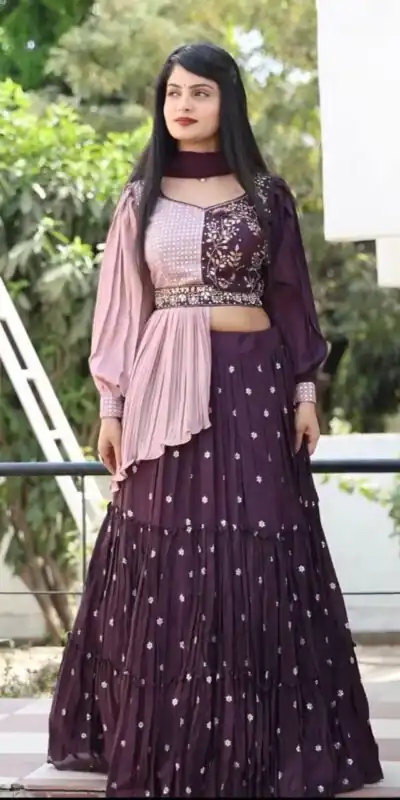 PC 233 Purple Color Heavy Chinon Embroidery Lehenga Choli Casual, Party Wear, Events, Festivals Wear Expected Delivery 4-6 Working Days @2699/- | Lehenga, Bollywood Lehenga, Creative Lehenga, Designer Lehenga, Embroidered Lehenga, Party Wear Lehenga