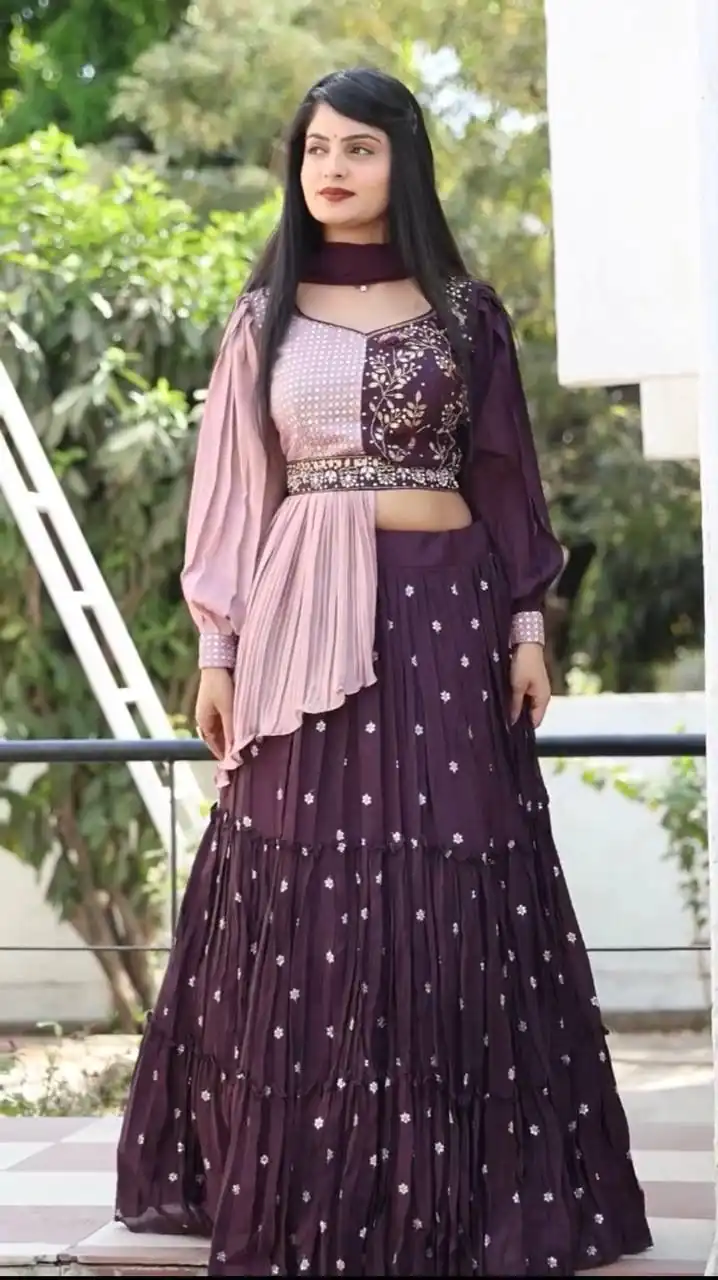 PC 233 Purple Color Heavy Chinon Embroidery Lehenga Choli Casual, Party Wear, Events, Festivals Wear Expected Delivery 4-6 Working Days @2699/- | Lehenga, Bollywood Lehenga, Creative Lehenga, Designer Lehenga, Embroidered Lehenga, Party Wear Lehenga