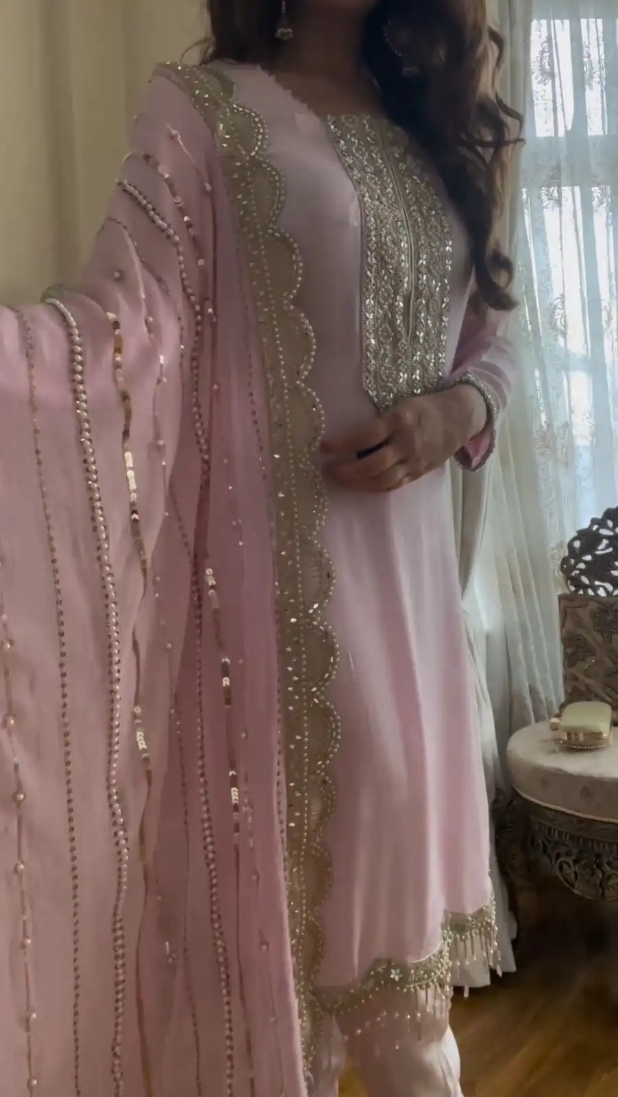 ZF 1604 Baby Pink Color Georgette Embroidery Diamond Handwork Salwar Suit Casual, Wedding, Party, Events Etc. Expected Delivery 4-6 Working Days 1949/- | Jump Suits, Salwar suit, Designer Suits, Casual Suits, Creative suits, Palazzo Suits, Party Wear Suits, Patiala Suits, Straight Suits