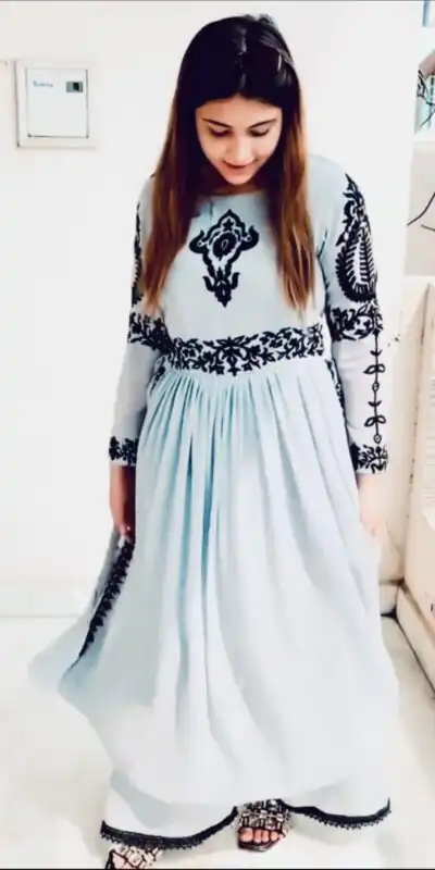 KF 1749 Blue Georgette Embroidered Both Side Cut Salwar Suit Wedding, Party, Festive, Events Etc.  Expected Delivery 4-6 Working Days @1749/-Only | Salwar suit, Designer Suits, Casual Suits, Creative suits, Palazzo Suits, Party Wear Suits, Straight Suits