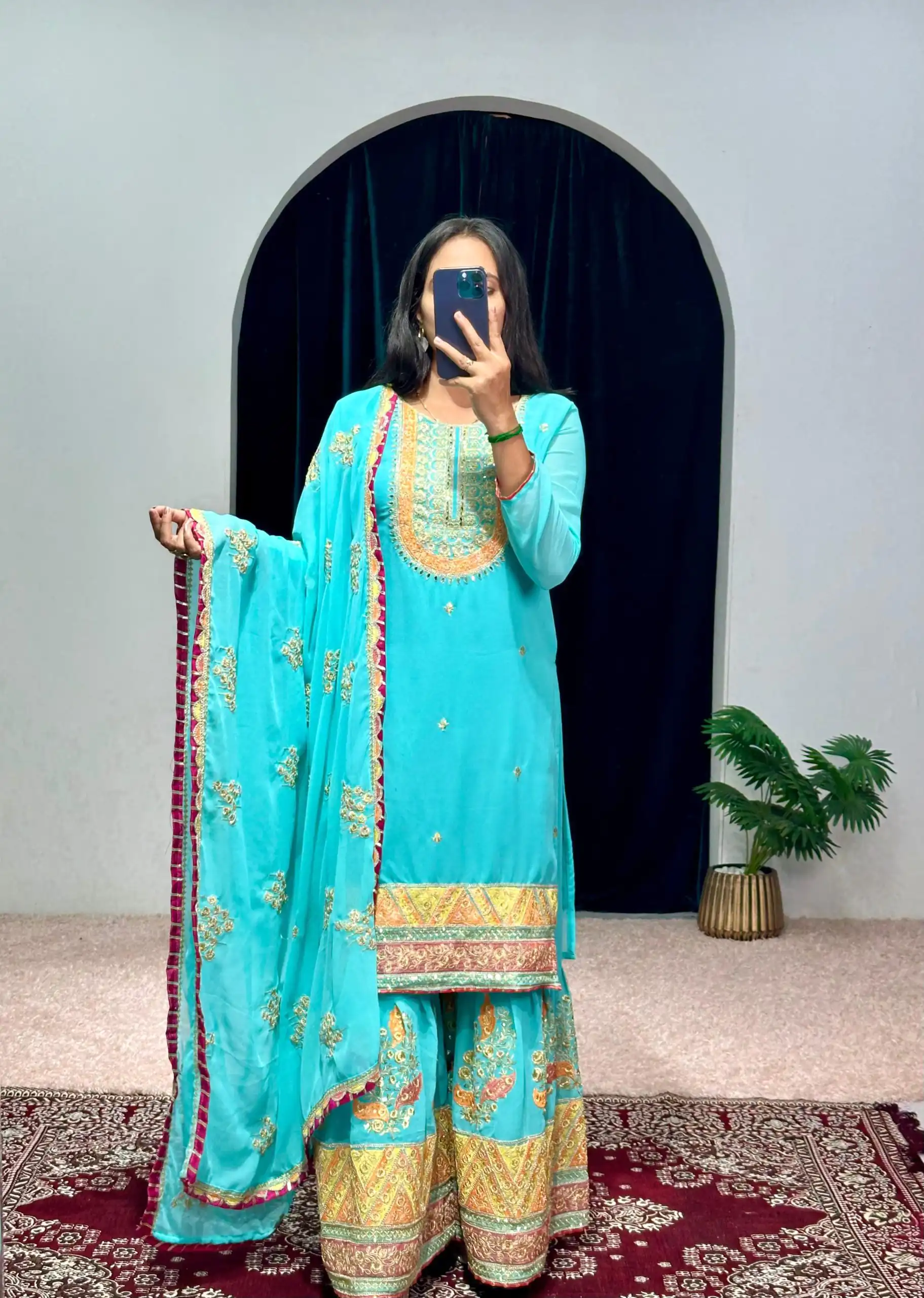 ST 1050 Blue Color Georgette Embroidery Stone & Mirror Salwar Suit Casual, Wedding, Party, Festive, Events Etc. Expected Delivery 4-6 Working Days @2199/- | Jump Suits, Salwar suit, Designer Suits, Casual Suits, Creative suits, Palazzo Suits, Party Wear Suits, Patiala Suits, Straight Suits
