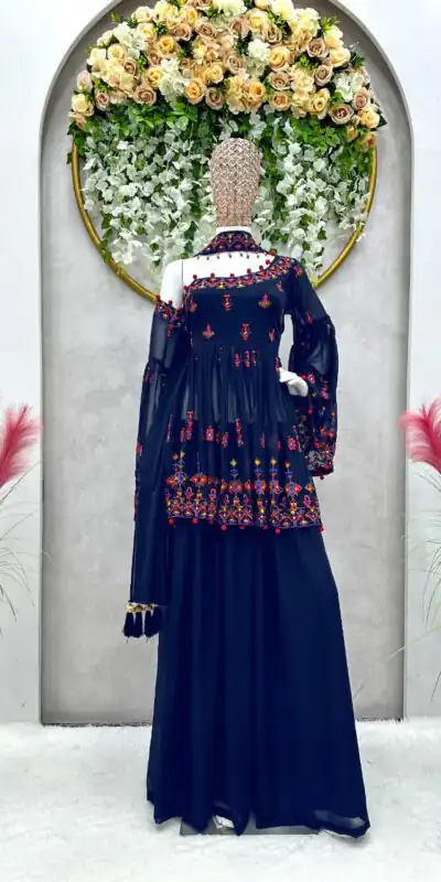 RTC 5576 Blue Color Foix Georgette Thread Sequence Work Salwar Suit Wedding, Party, Festive, Events Etc. Expected Delivery 4-6 Working Days @2099/- | Jump Suits, Salwar suit, Designer Suits, Casual Suits, Creative suits, Palazzo Suits, Party Wear Suits, Patiala Suits, Straight Suits