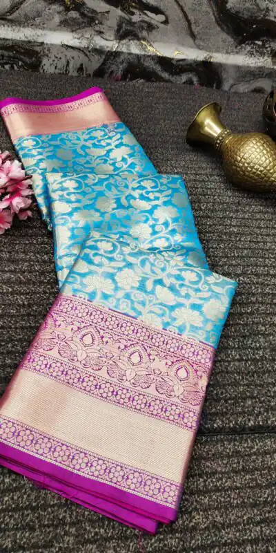 MB™️  3235 Blue Color Soft Organic Banarasi Silk Gold Zari Weaving Saree Casual, Party Wear, Festival, Events, .  Expected Delivery  4-6 Working Days @1749 | Sarees, Bollywood Sarees, Creative Sarees, Designer Sarees, Embroidered Sarees, Ethnic Saree, Modern Digital sarees, Party Wear Sarees