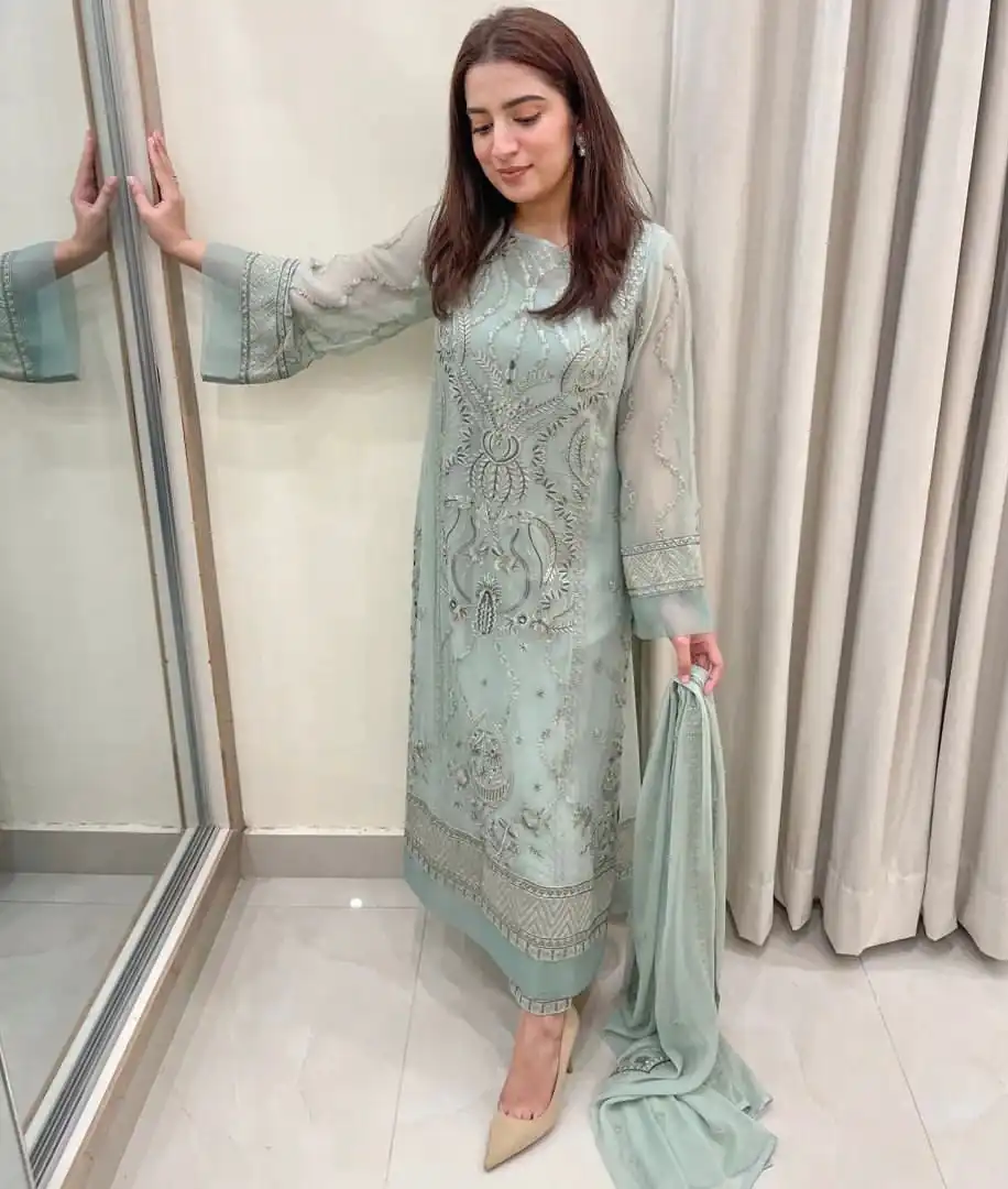 AD154 Blue Grey Color Georgette Embroidery Sequence Salwar Suit Wedding, Party, Festive, Events Expected Delivery 4-6 Working Days @ 2099/- | Salwar suit, Designer Suits, Casual Suits, Creative suits, Palazzo Suits, Party Wear Suits, Patiala Suits, Straight Suits