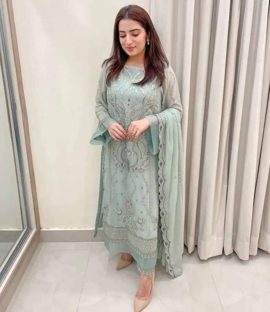 AD154 Blue Grey Color Georgette Embroidery Sequence Salwar Suit Wedding, Party, Festive, Events Expected Delivery 4-6 Working Days @ 2099/- | Salwar suit, Designer Suits, Casual Suits, Creative suits, Palazzo Suits, Party Wear Suits, Patiala Suits, Straight Suits