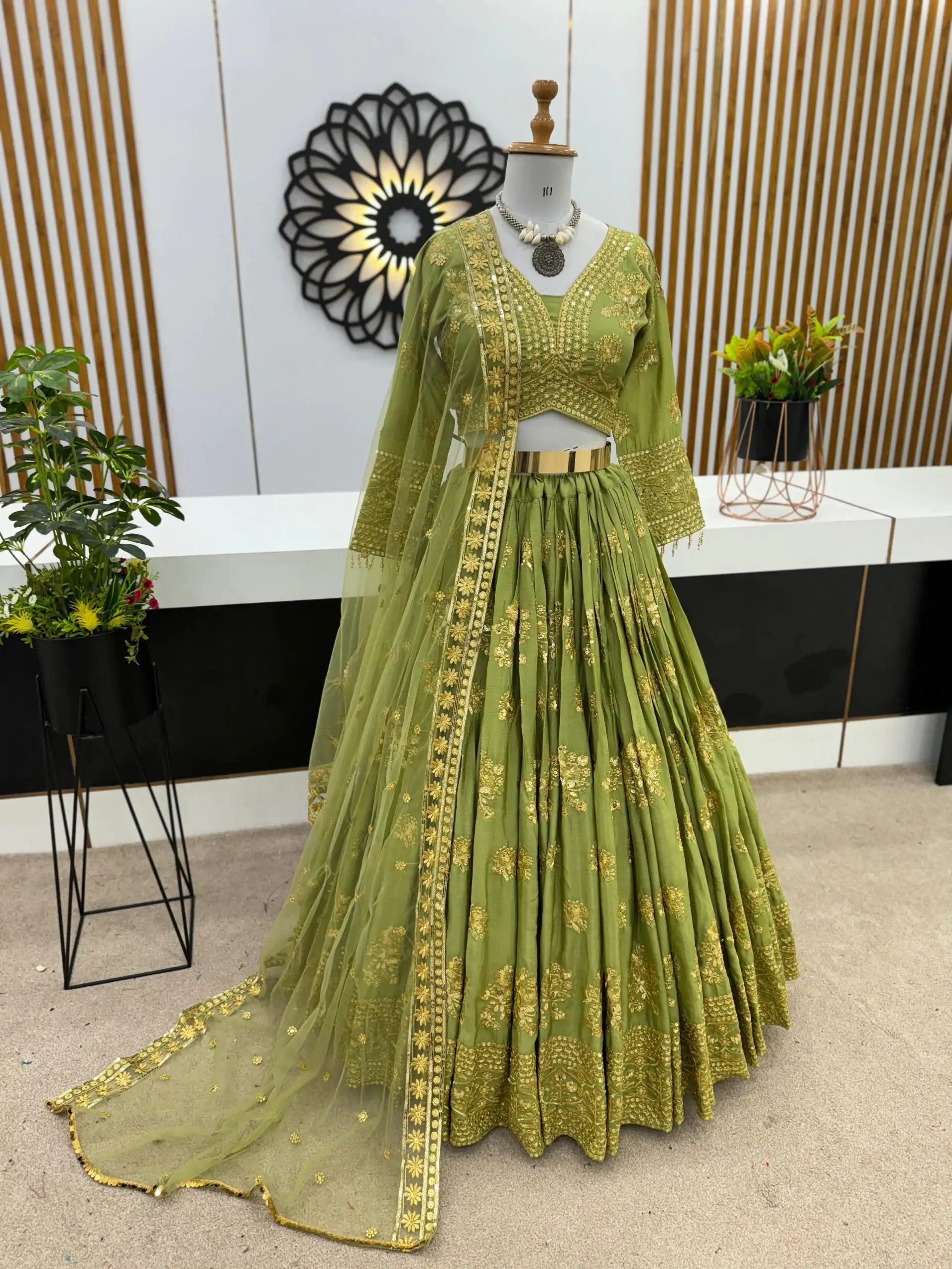 ZSR 3067 Green Color Georgette Embroidery Sequence Lehenga Choli Wedding, Party, Events Etc. Expected Delivery 4-6 Working Days 2149/- | Lehenga, Bollywood Lehenga, Creative Lehenga, Designer Lehenga, Embroidered Lehenga, Party Wear Lehenga