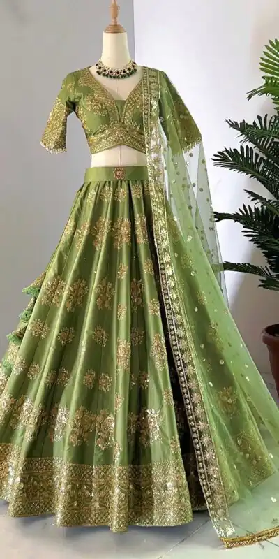 ZSR 3067 Green Color Georgette Embroidery Sequence Lehenga Choli Wedding, Party, Events Etc. Expected Delivery 4-6 Working Days 2149/- | Lehenga, Bollywood Lehenga, Creative Lehenga, Designer Lehenga, Embroidered Lehenga, Party Wear Lehenga