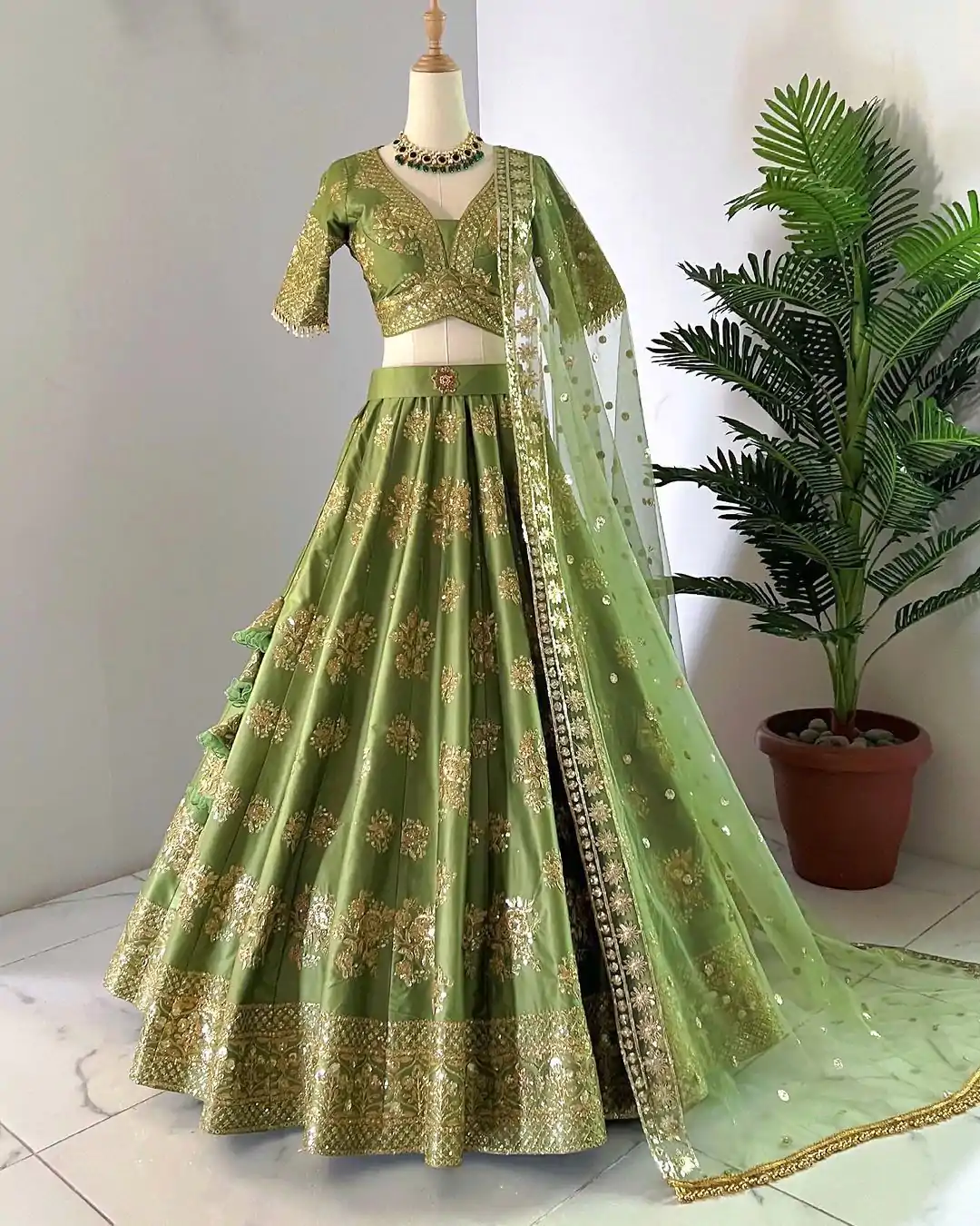 ZSR 3067 Green Color Georgette Embroidery Sequence Lehenga Choli Wedding, Party, Events Etc. Expected Delivery 4-6 Working Days 2149/- | Lehenga, Bollywood Lehenga, Creative Lehenga, Designer Lehenga, Embroidered Lehenga, Party Wear Lehenga