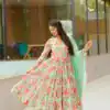 Nice Green Color Georgette Material Digital Printed Anarkali Suit