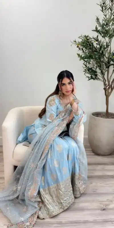 SSR 468 Light Blue Color Georgette Embroidery Sequence Salwar Suit Wedding, Party, Festive, Events Expected Delivery 4-6 Working Days @ 2149/- Only | Salwar suit, Designer Suits, Casual Suits, Creative suits, Party Wear Suits, Straight Suits