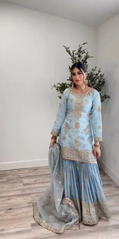 SSR 468 Light Blue Color Georgette Embroidery Sequence Salwar Suit Wedding, Party, Festive, Events Expected Delivery 4-6 Working Days @ 2149/- Only | Salwar suit, Designer Suits, Casual Suits, Creative suits, Party Wear Suits, Straight Suits