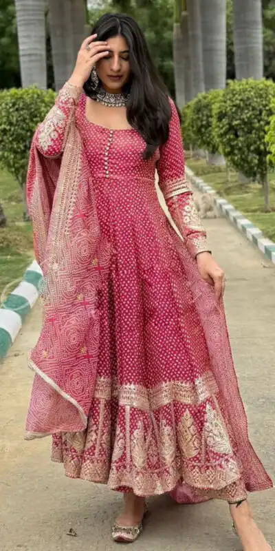 VLM 188 Pink color Georgette Material Digital Printed Anarkali Suit Casual, Wedding, Party, Festive, Events . Expected Delivery  4-6 Working Days @2299/- | Anarkali Suits, Bollywood Anarkali, Creative-Anarkali, Designer Anarkali, Embroidered Anarkali, Party Wear Anarkali