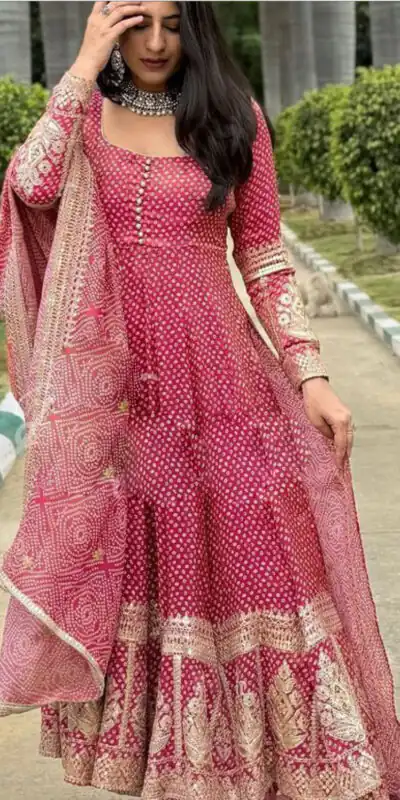 VLM 188 Pink color Georgette Material Digital Printed Anarkali Suit Casual, Wedding, Party, Festive, Events . Expected Delivery  4-6 Working Days @2299/- | Anarkali Suits, Bollywood Anarkali, Creative-Anarkali, Designer Anarkali, Embroidered Anarkali, Party Wear Anarkali