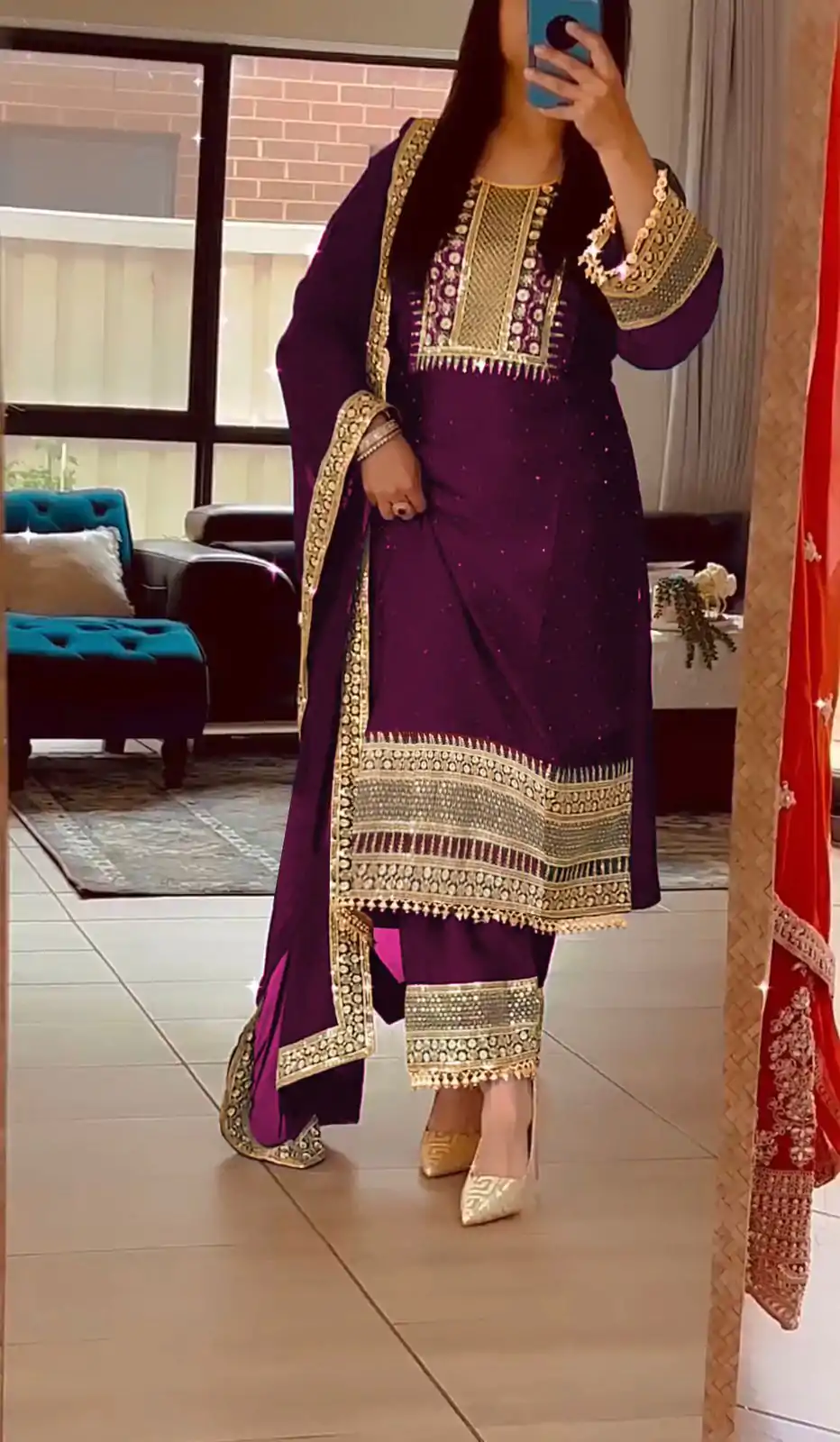 ZF 371 Purple Color Chinnon Silk Embroidery Salwar Suit Casual, Wedding, Party, Events Etc. Expected Delivery 4-6 Working Days 2099/- | Jump Suits, Salwar suit, Designer Suits, Casual Suits, Creative suits, Palazzo Suits, Party Wear Suits, Patiala Suits, Straight Suits