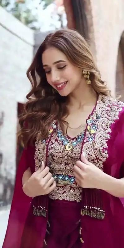 ST 1031 Purple Color Georgette Embroidery Work Lehenga Choli Koti Casual, Wedding, Party, Festive, Events Etc. Expected Delivery 4-6 Working Days @1849/- | Lehenga, Bollywood Lehenga, Creative Lehenga, Designer Lehenga, Embroidered Lehenga, Party Wear Lehenga