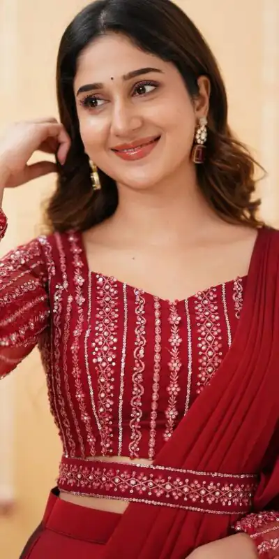 BE 225 Red Color Georgette Ruffle Blouse Embroidery Lehenga Saree Wedding, Party, Festive events, etc. Expected Delivery 4-6 Working Days @1999/- | Lehenga, Bollywood Lehenga, Creative Lehenga, Designer Lehenga, Embroidered Lehenga, Party Wear Lehenga