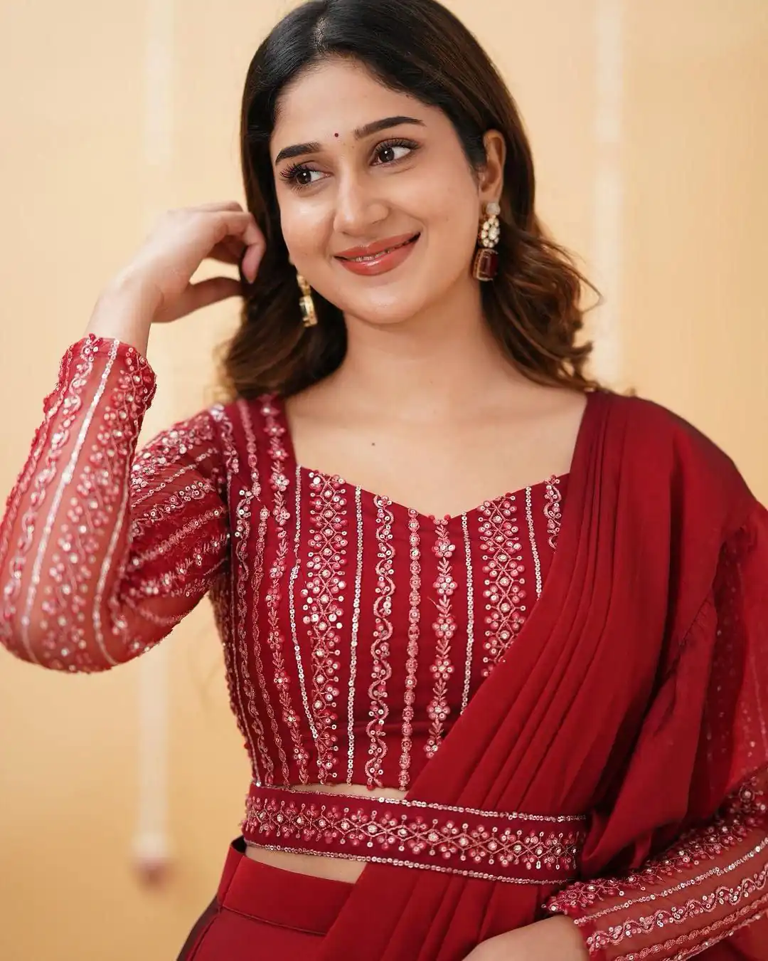 BE 225 Red Color Georgette Ruffle Blouse Embroidery Lehenga Saree Wedding, Party, Festive events, etc.  Expected Delivery  4-6 Working Days @1999/- | Lehenga, Bollywood Lehenga, Creative Lehenga, Designer Lehenga, Embroidered Lehenga, Party Wear Lehenga